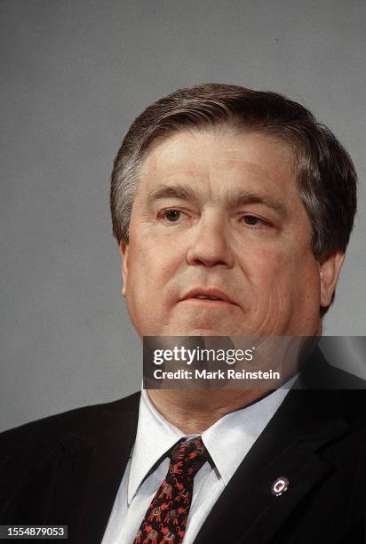 Republican Party Chairman Haley Barbour at the National Press Club news conference on the state of local elections. Washington DC, November 8, 1995