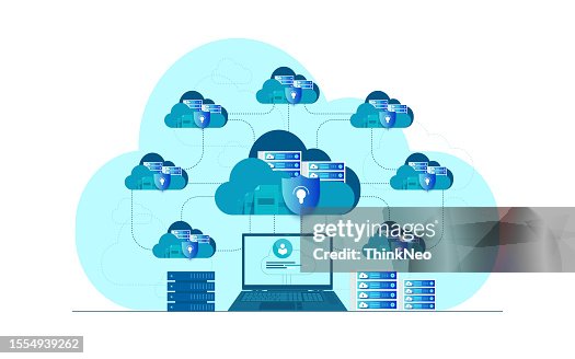 Conceptual flat vector illustration for cloud hosting. Conceptual flat vector illustration for cloud hosting.
