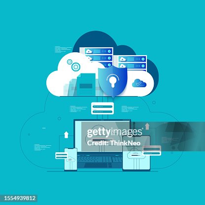 Isometric modern cloud technology and networking concept. Isometric modern cloud technology and networking concept.