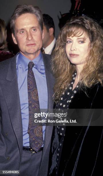 Actor Michael Douglas and Diandra Douglas attend the screening of Disclosure on November 28, 1994 at Mann Bruin Theater in Westwood, California.