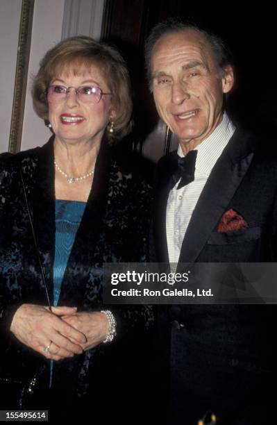 Actor Sid Caesar and wife Florence Caesar attend Friar's Club Tribute Honoring Barbara Walters on May 7, 1994 at the Waldorf Astoria Hotel in New...