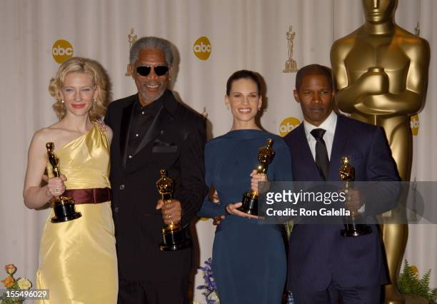 Cate Blanchett, winner Best Actress in a Supporting Role for The Aviator, Morgan Freeman, winner Best Actor in a Supporting Role for Million Dollar...