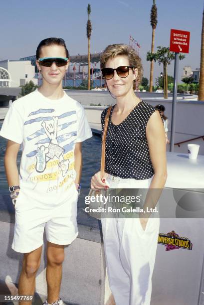 Actor Wil Wheaton and mother Debbie Wheaton being photographed on August 25, 1988 at Universal Studios in Universal City, California.