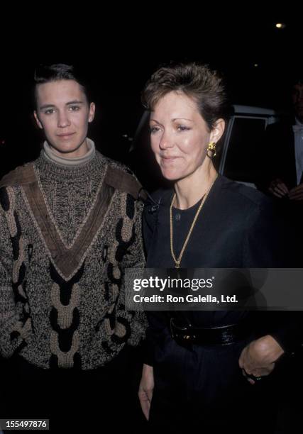 Actor Wil Wheaton and mother Debbie Wheaton attending Virgin Records Party on February 23, 1990 at Pazzia Restaurant in Los Angeles, California.