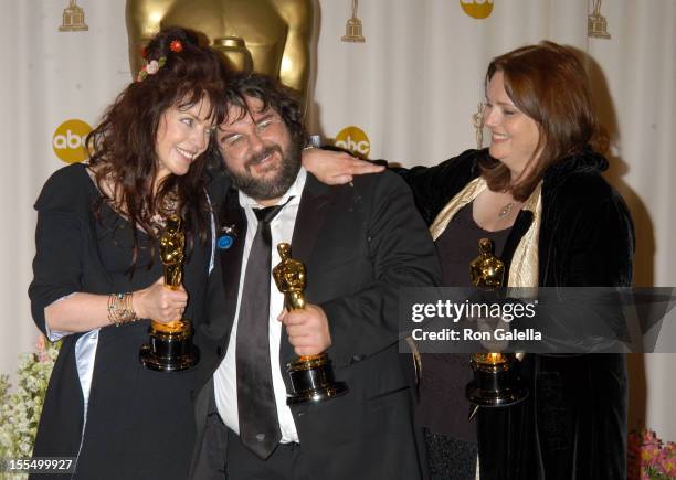 Fran Walsh, Peter Jackson and Philippa Boyens, winners of Best Adapted Screenplay for The Lord of the Rings: The Return of the King