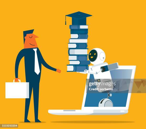 education learning process artificial intelligence - laptop - learning computer programming stock illustrations