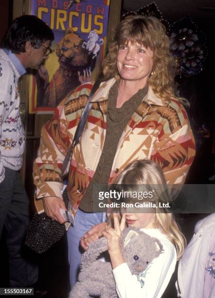 Actress Katharine Ross and daughter Cleo Elliott attend the Moscow Circus Opening on March 6, 1991 at Great Western Forum in Inglewood, California.