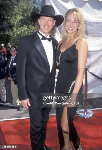 Musician Tracy Lawrence and wife Stacie Drew attend the 34th Annual Academy of Country Music Awards on May 5, 1999 at Universal Amphitheatre in...