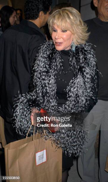 Joan Rivers during Mercedes-Benz Fashion Week Spring 2004 - Heatherette - Front Row and Backstage at MAO Space at Atlas in New York City, New York,...