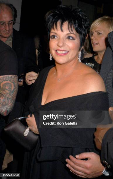 Liza Minnelli during Mercedes-Benz Fashion Week Spring 2004 - Heatherette - Front Row and Backstage at MAO Space at Atlas in New York City, New York,...