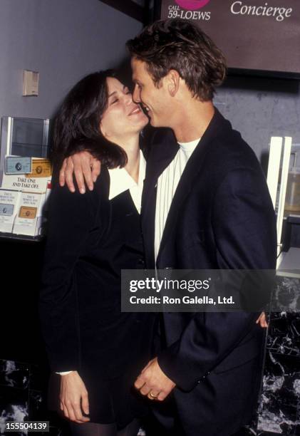 Actress Linda Fiorentino and actor Peter Berg attend the premiere of The Last Seduction on October 24, 1994 at the Sony 19th Street East Theater in...