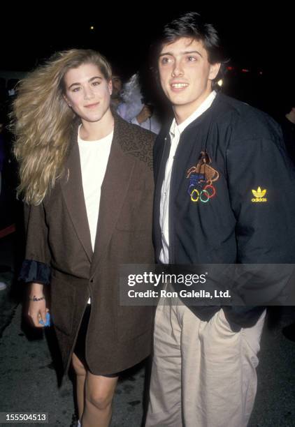 Actor Donovan Leitch and date attend the And God Created Woman Century City Premiere on March 1, 1988 at 20th Century Fox Studios in Century City,...