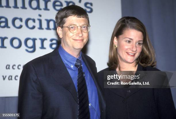 Business mogul Bill Gates and wife Melinda Gates donate $100 Million Dollar Check to the Program for Appropriate Technology in Health on December 2,...