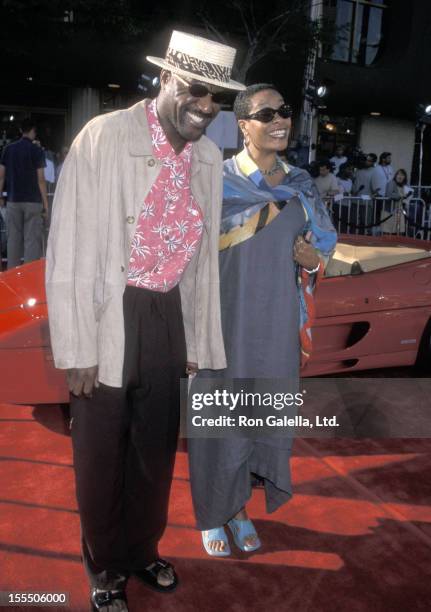 Actor Delroy Lindo and wife Neshormeh Lindo attend the Gone in 60 Seconds Westwood Premiere on June 5, 2000 Mann National Theatre in Westwood,...