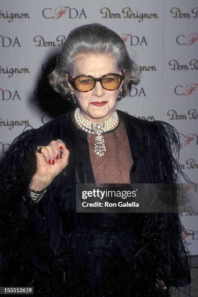 Designer Pauline Trigere attends 16th Annual Council of Fashion Designers of America Awards on February 3, 1997 at the New York State Theater at...