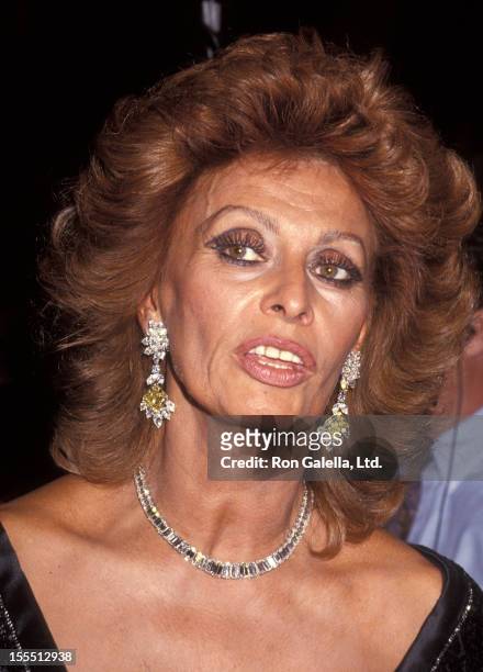 Actress Sophia Loren attends the Valentino: Thirty Years of Magic Career Retrospective Gala on September 22, 1992 at the Seventh Regiment Armory in...