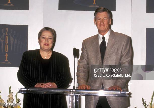 Actress Kathy Bates and producer Robert Rehme attend the 73rd Annual Academy Awards Nominations Annoucements on February 13, 2001 at Academy of...