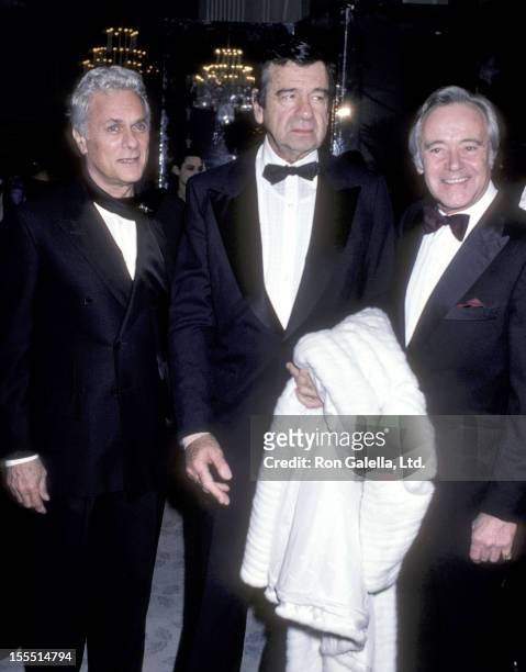 Actor Tony Curtis, actor Walter Matthau and actor Jack Lemmon attend the 14th Annual American Film Institute Lifetime Achievement Award Salute to...