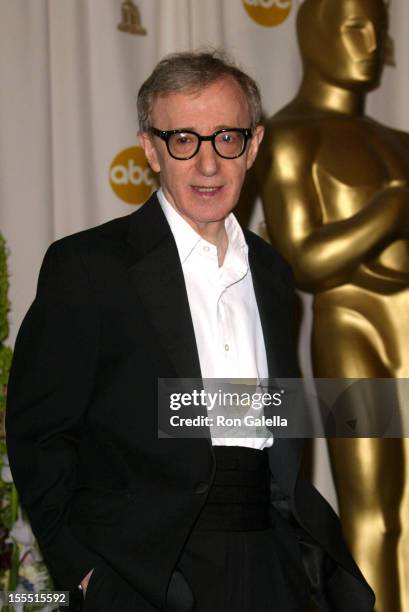 Woody Allen during The 74th Annual Academy Awards - Press Room at Kodak Theater in Hollywood, California, United States.