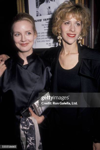 Actresses Anna Levine and Ellen Greene attend the opening party for Sex, Drugs and Rock N Roll on February 8, 1990 at the Hard Rock Cafe in New York...