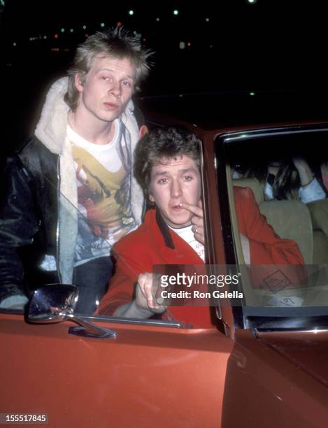 Musician Paul Cook, musician Steve Jones and musician Glen Matlock of Sex Pistols on January 19, 1978 party at The Palm in Los Angeles, California.