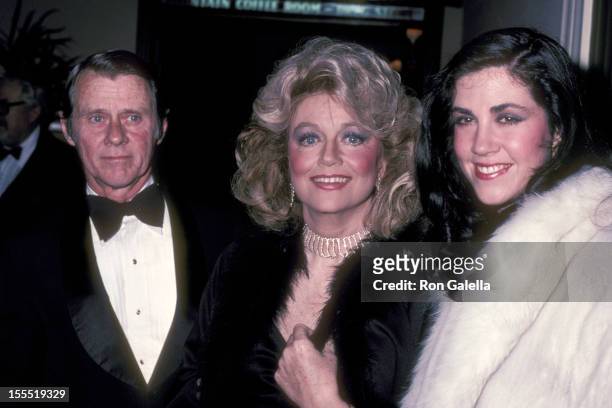 Actress Dorothy Malone, daughter Mimi Bergerac and guest attend Mavis Nabors Birthday Party on February 6, 1983 at The Crystal Room, Beverly Hills...