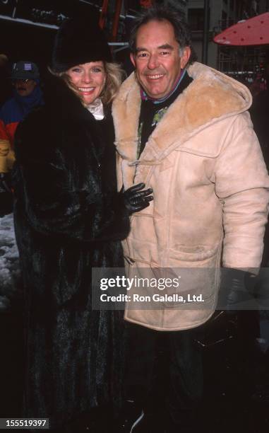 Television Personality Robin Leach and wife Judith Ledford attend Thanksgiving Day Parade on November 23, 1989 in New York City.