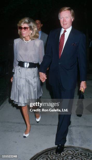 Anne Ford and anchorman Chuck Scarborough attend the funeral service for Carter Cooper on July 26, 1988 at St. James Church in New York City.