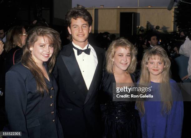 Actor Kirk Cameron, and sisters Candace Cameron, Melissa Cameron and Bridgette Cameron on March 11, 1990 at Universal Ampitheater in Universal City,...