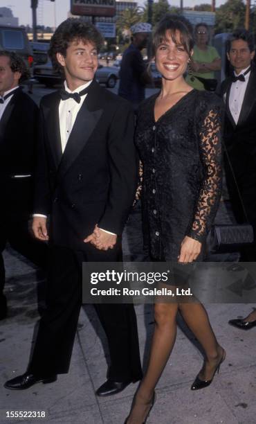 Actor Kirk Cameron and wife Chelsea Noble attending American Teacher Awards on October 7, 1990 at The Pantages Theater in Hollywood, California.