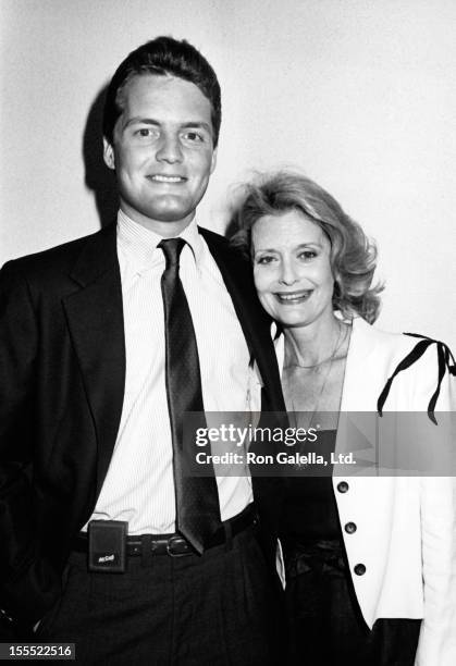 Actress Constance Towers and son Michael McGrath attend the wrap party for Capitol on June 4, 1984 at Spago Restaurant in West Hollywood, California.