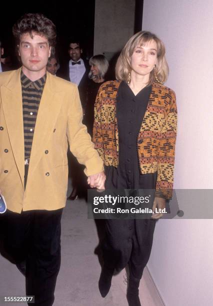 Actress Cynthia Rhodes and musician Richard Marx attend The Scott Newman Center's 10th Anniversary Gala Honors Warren Cowan on November 9, 1990 at...