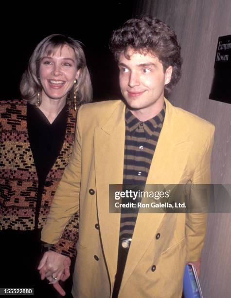 Actress Cynthia Rhodes and musician Richard Marx attend The Scott Newman Center's 10th Anniversary Gala Honors Warren Cowan on November 9, 1990 at...