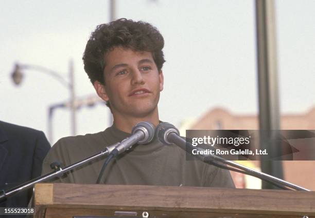 Actor Kirk Cameron attends Hollywood Walk of Fame Star Ceremony Honoring Reverend Billy Graham on October 15, 1989 at Hollywood Boulevard in...