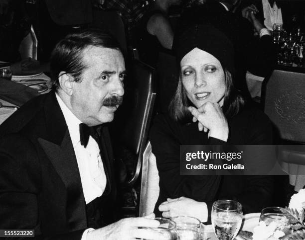 Producer David Merrick and wife Etan Aronson attend the premiere party for Jonathan Livingston Seagull on October 23, 1973 at the Waldorf Astoria...