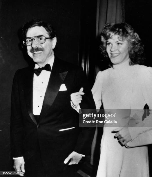 Producer David Merrick and wife Karen Prunczik attend the opening party for Cats on October 7, 1982 at the Waldorf Hotel in New York City.