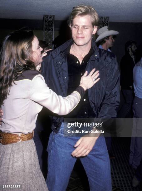 Actress Pamela Sue Martin and actor Al Corley attend Bo Hopkins' 39th Birthday Party on February 7, 1981 at the Continental Hyatt Hotel in Hollywood,...