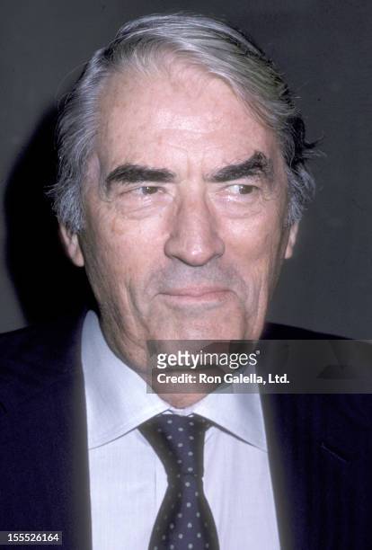 Actor Gregory Peck attends the Lady Day at Emerson's Bar & Grill Opening Night Performance on September 10, 1986 at Westside Arts Theatre in New York...