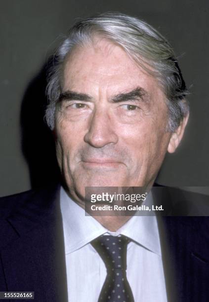 Actor Gregory Peck attends the Lady Day at Emerson's Bar & Grill Opening Night Performance on September 10, 1986 at Westside Arts Theatre in New York...