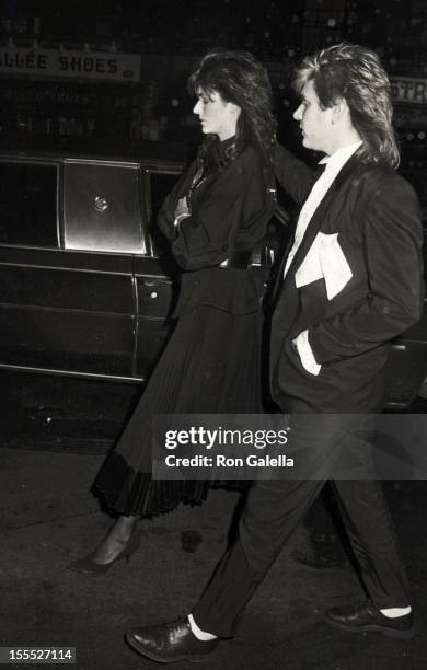 Musician Simon Le Bon and model Claire Stansfield being photographed on December 21, 1984 at the BeBop Cafe in New York City, New York.