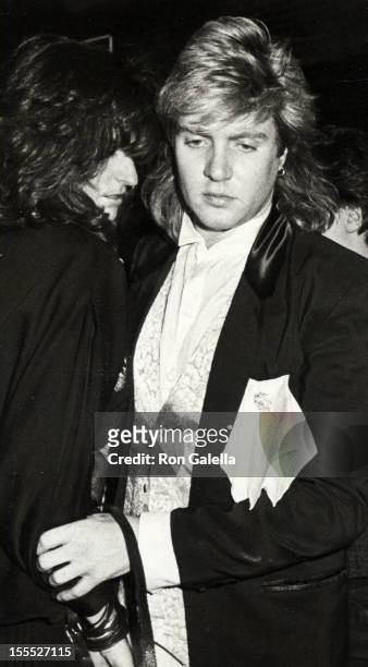 Musician Simon Le Bon and model Claire Stansfield being photographed on December 21, 1984 at the BeBop Cafe in New York City, New York.