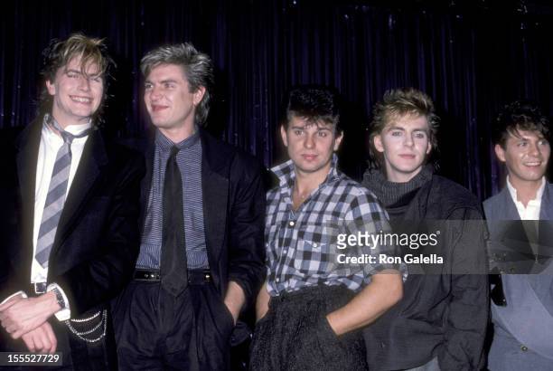 Musicians John Taylor, Simon Le Bon, Roger Taylor, Nick Rhodes and Andy Taylor of Duran Duran attend the Duran Duran Press Conference to Announce the...