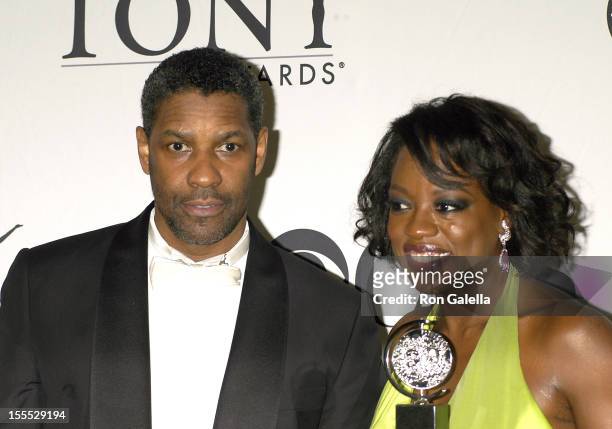 Denzel Washington and Viola Davis attend the 64th Annual Tony Awards at The Sports Club/LA on June 13, 2010 in New York City.