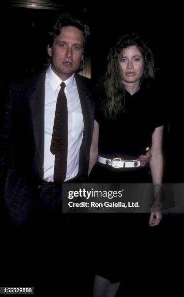 Actor Michael Douglas and wife Diandra Douglas attend Save Our Universalist Church Benefit Gala on June 3, 1986 at the Universalist Church in New...