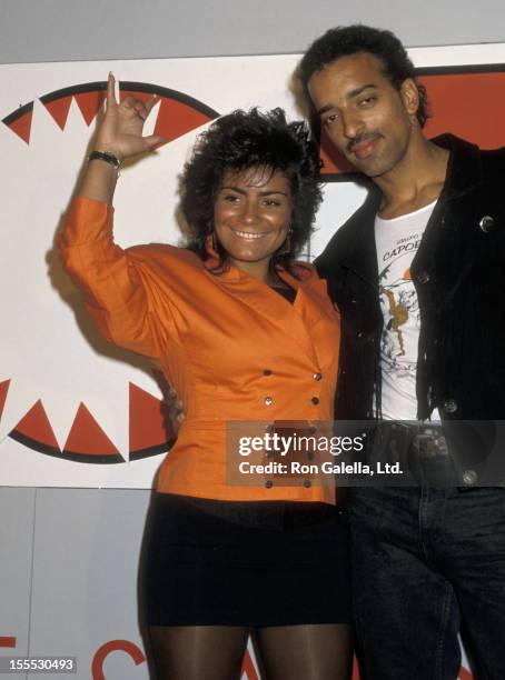 Singer Lisa Lisa and musician Alex Spanador Moseley attend the Press Conference to Announce the Switch of the New York City Radio Station Hot 103 FM...