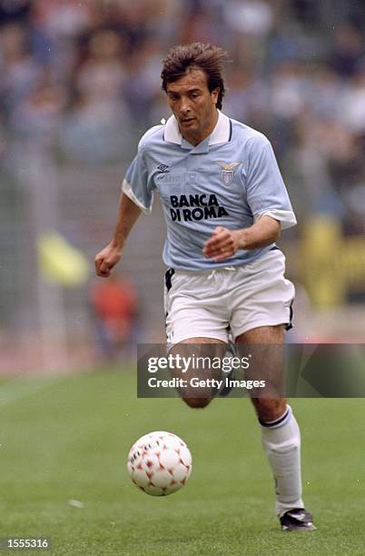 Pier Luigi Casiraghi of Lazio SS in action during a Serie A match against Roma AS at the Olympic Stadium in Rome. Lazio SS won the match 2-0. \...
