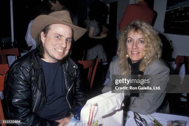 Comedian Bobcat Goldthwait and wife Ann Luly attend Lace Organiz Benefit on February 14, 1989 at the City Restaurant in New York City.