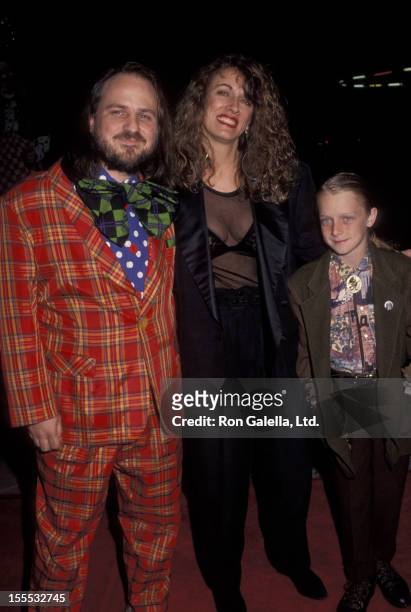 Comedian Bobcat Goldthwait, wife Ann Luly and son Tyler Goldthwait attend the screening of Shakes The Clown on March 11, 1992 at the Academy Theater...
