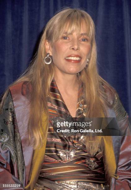 Musician Joni Mitchell attends the First Annual Billboard Music Awards on November 26, 1990 at The Barker Hangar, The Santa Monica Air Center in...