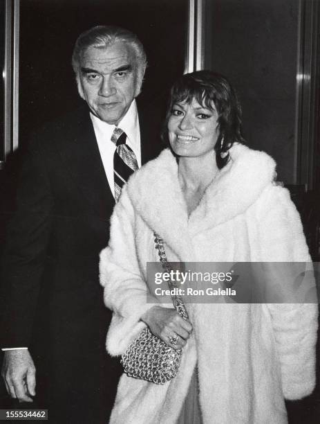 Actor Lorne Greene and wife Nancy Deale attend The Sunair Humanitarian Awards Honoring Jack L. Warner on January 23, 1972 at the Beverly Hilton Hotel...